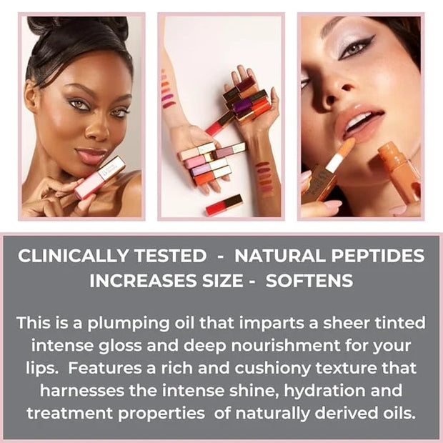 Rinna Beauty Larger Than Life Lip Plumping Oil Gloss with Plumping Peptide, Sunset - Product Image