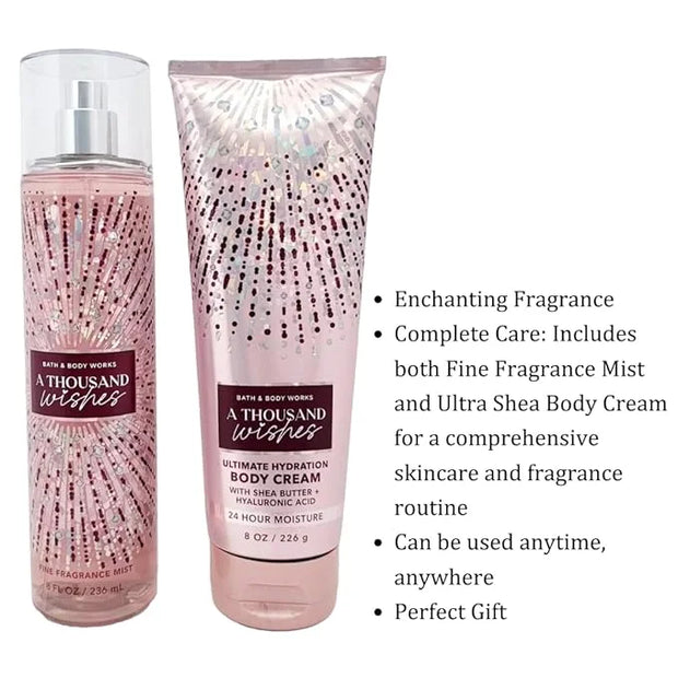 Bath & Body Works - Signature Collection - A Thousand Wishes- Gift Set- Fine Fragrance Mist & Ultra Shea Body Cream by Bat...