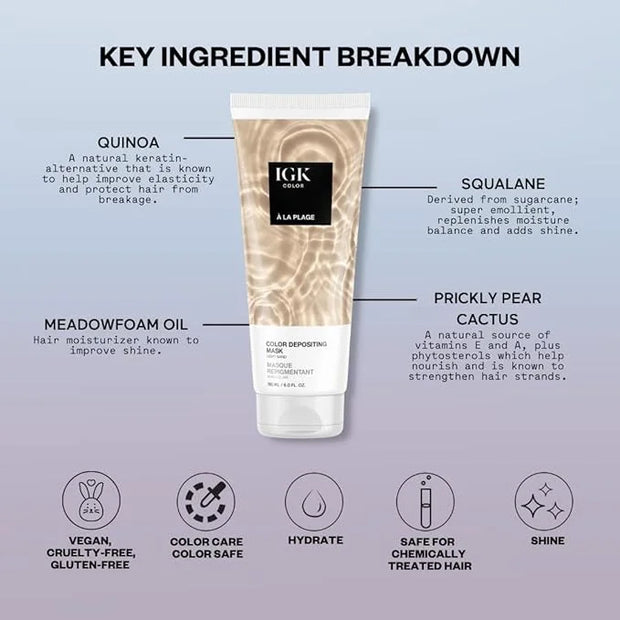 IGK Hair Gloss Toner & Color Depositing Mask | Light Sand Semi-Permanent | Vegan + Cruelty Free | A La Plage - Product Image