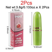 evpct 2Pcs Strawberry Color Changing Lipstick Tinted Lip Balm Gloss Stain Set Magic PH Color Changing Flower Lazy Korean J...