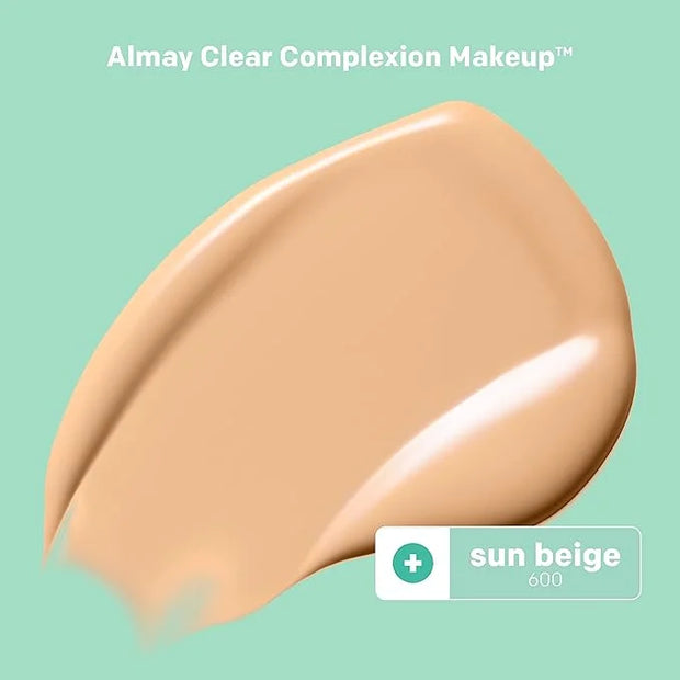 Almay Clear Complexion Acne Foundation Makeup with Salicylic Acid, Medium Coverage, Soft Matte Finish, Hypoallergenic, Cru...
