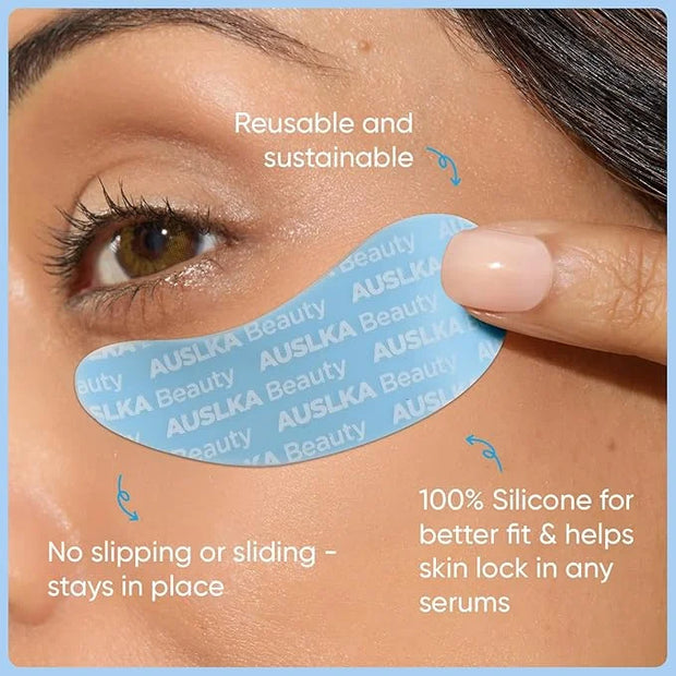 AUSLKA Reusable Under Eye Patches-3 Pairs, Silicone Reusable Eye Masks, Reusable Eye Wrinkle Patches, Silicone Eye&Face Ma...