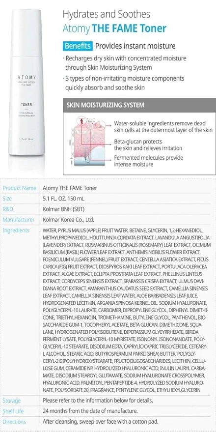The Fame Skin Care System 1 SET including 5 kinds of skincare - Lotion, Toner, Essence, Eye Cream, Nutrition Cream | Korea...