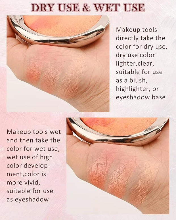 Baked Blush,Glow Marbleized Blusher Powder Palette,Lightweight Shimmery Blusher for Cheeks,Eyeshadow & Highlight,Makeup Gi...