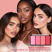 Quads Blush Makeup Palette, Matte Pressed Powder Blushes Palette, Lip & Face Paint Palette for Women, Lasting Light Pink &...