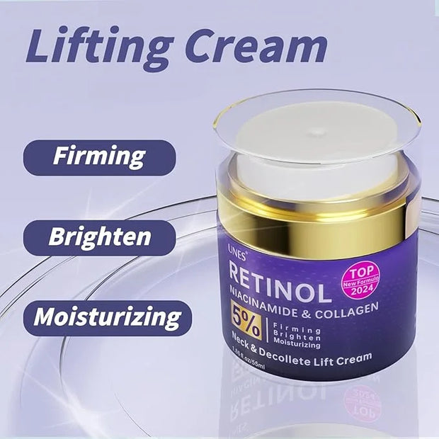 Unes Neck Firming Cream for Women & Men, Day & Night Face Moisturizer Cream for Hydration and Anti-Aging, Deep Tighten and...
