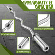 47" Olympic Barbell Curl Bar EZ Bar Strength 440-Pound Capacity - Product Image