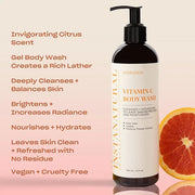 InstaNatural Vitamin C Body Wash, Moisturizing Shower Gel Cleanser for Women & Men, Deeply Cleanses & Balances, Brightens,...