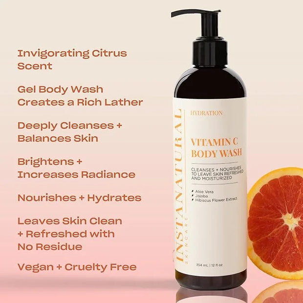 InstaNatural Vitamin C Body Wash, Moisturizing Shower Gel Cleanser for Women & Men, Deeply Cleanses & Balances, Brightens,...