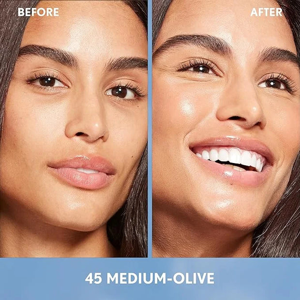 Covergirl Simply Ageless Skin Perfector Essence Foundation, 45 Medium-Olive, Tinted Skincare Makeup Hybrid, Sheer Tint, Ra...