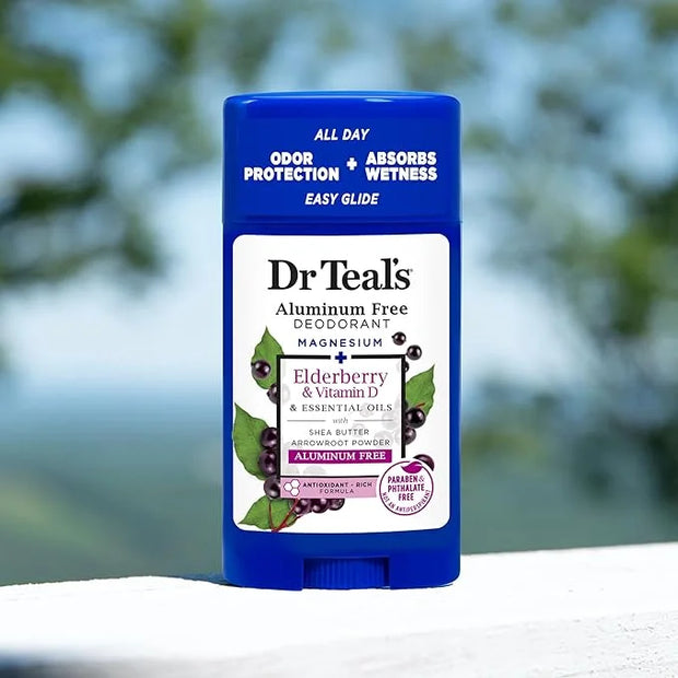 Dr Teal's Aluminum Free Deodorant, Elderberry & Vitamin D with Essential Oils, 2.65 oz (Pack of 3) - Product Image