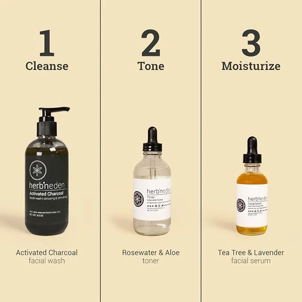 Herb’N Eden - Acne Facial Kit - Cleanse, Mask, Tone, & Moisturize - Natural Ingredients & Essential Oils - Made in USA - 5...