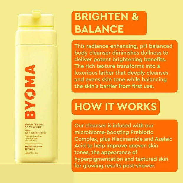 BYOMA Brightening Body Wash - Creamy Formula with Niacinamide & Azelaic Acid for Dull, Dehydrated Skin - Brightens & Evens...