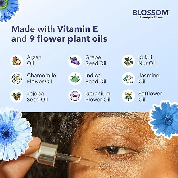 Blossom All Natural Eye Serum with Essential Oils, Organic Cruelty Free Moisturizing, Infused with Real Flowers, Made in U...