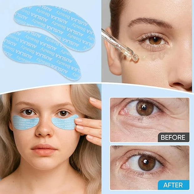 AUSLKA Reusable Under Eye Patches-3 Pairs, Silicone Reusable Eye Masks, Reusable Eye Wrinkle Patches, Silicone Eye&Face Ma...