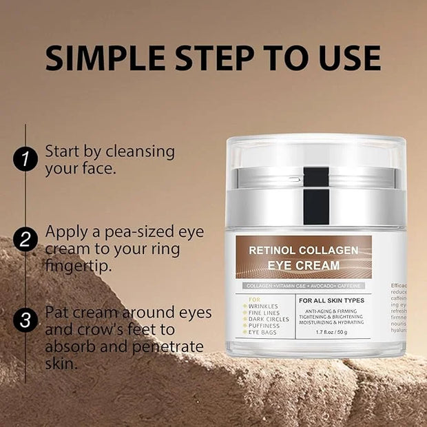Eye Cream with Retinol Collagen for Wrinkles, Avocado for Hydrating, Caffeine and Vitamin C for Dark Circles and Puffiness...