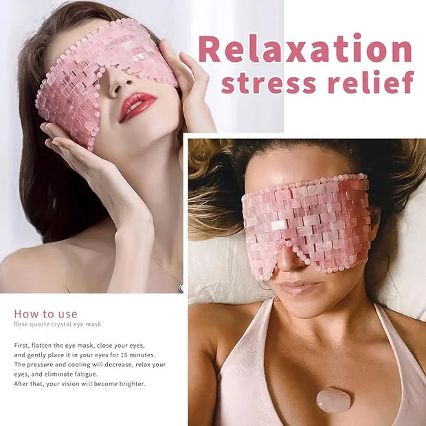 Natural Crystal Eye Mask, Rose Quartz Eye Mask for Alleviate Puffiness Massage Relax Wrinkles Relieve Migraine Meditation ...