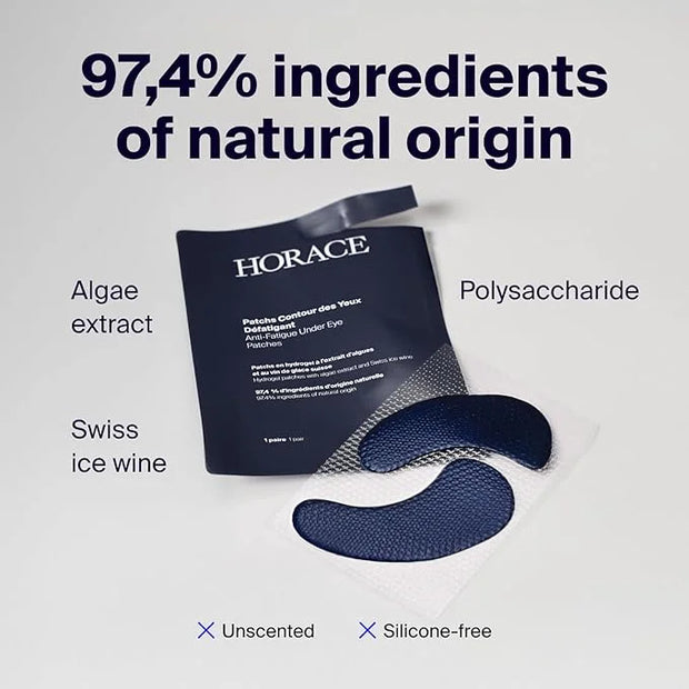 HORACE Anti-Fatigue Under-Eye Patches for Men - Dark Circle and Puffiness Reduction - Moisturising & Refreshing Hydrogel T...