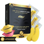16 Pairs Gold Under Eye Patches with 2 pieces of Lip Mask | Under Eye Mask Dark Circles and Puffiness | Wrinkles Patches w...