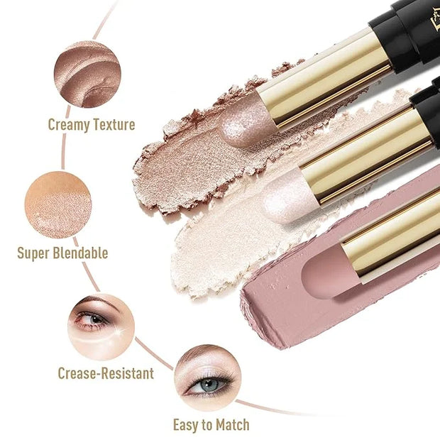 FV Waterproof Eyeshadow Stick Duo,Long-Lasting Cream Eye Shadow Makeup Sets, High Pigmented Eyeshadow Pencil with Matte & ...