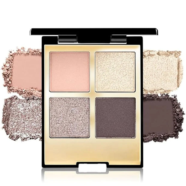 4 Colors Eyeshadow Makeup Palette,Nude Rose Gold Highly Pigmented Natural Neutral Nude Eye Shadow Palette with Mirror,Long...
