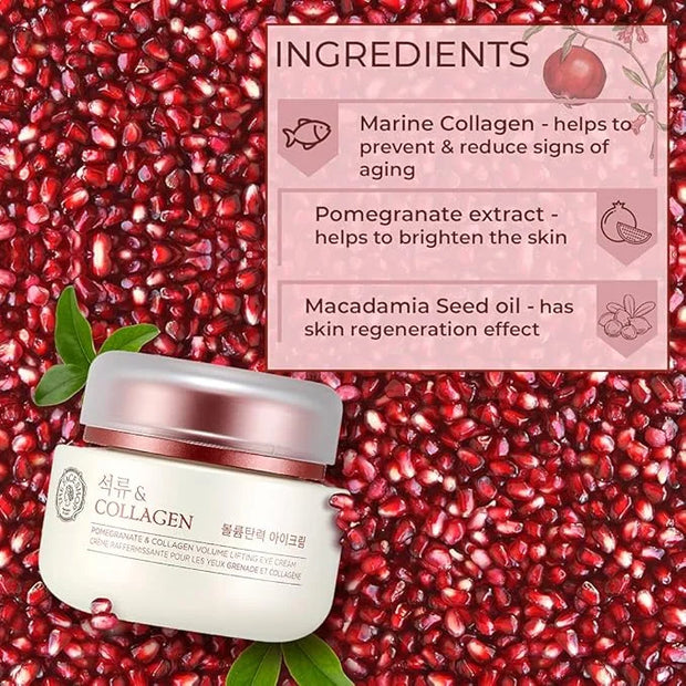 The Face Shop Pomegranate & Collagen Volume Lifting Eye Cream | Ultra-Light Eye Cream for Eye Skin Lifting, Firming & Brig...