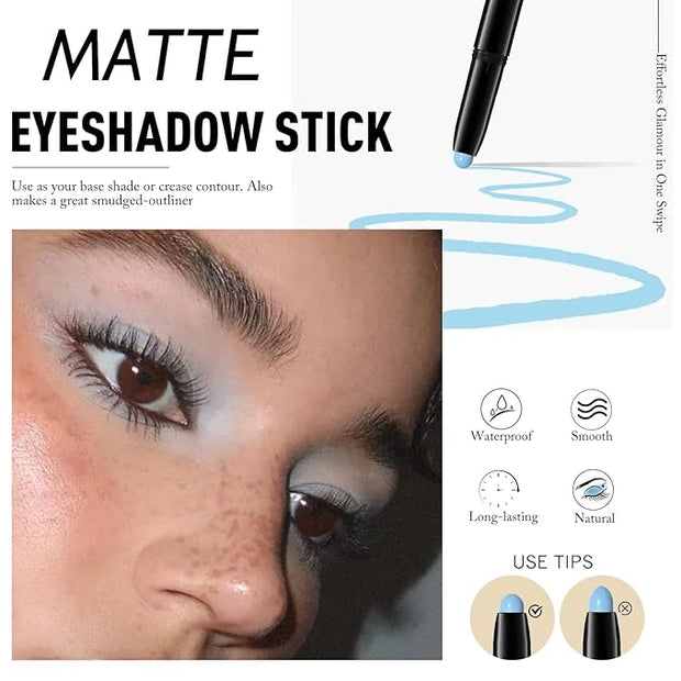 Eyeshadow Stick Matte Eye Shadow Pencil Cream to Powder Eye Brightener Crayon Long-Lasting Single Eyeshadow Buildable & Bl...