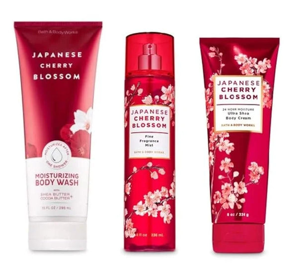 Bath and Body Works - Japanese Cherry Blossom - Moisturizing Body Wash, Fine Fragrance Mist and Ultra Shea Body Cream - 3 ...