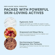 NuFACE Prep-N-Glow Facial Towelettes - 2-in-1 Exfoliating + Cleansing Makeup Remover Wipes, Hyaluronic Acid Travel Face Wi...
