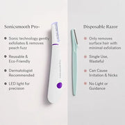 Michael Todd Beauty Sonicsmooth Pro+ Dermaplane Razor for Women Face + Eyebrow trimmer Dermaplaning System w/LED Light Pea...