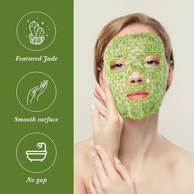 Jade Facial Mask, Jade Sleep Natural Stone Green Facial Cooling Mask, Beauty Skincare Massage Tools for Alleviate Puffines...