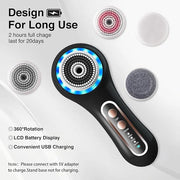 Face Scrubber Exfoliator,Facial Cleansing Brushes Rechargeable IPX7 Waterproof with 5 Brush Heads,Electric Face Spin Brush...