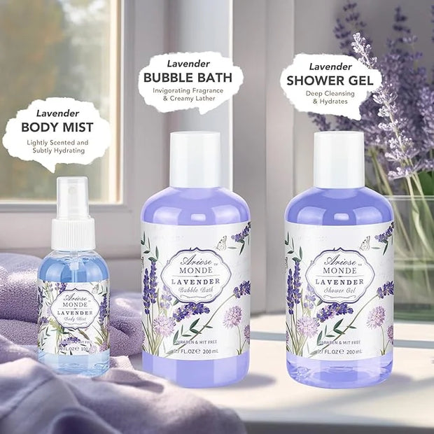 Lavender & Jasmine Scented Spa Gift Set for Women, Includes Body Lotion, Shower Gel, Salts, Bubble Bath, Body Mist, Soap, ...