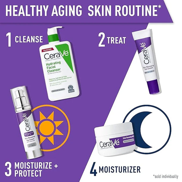 CeraVe Skin Renewing Eye Cream For Wrinkles, Under Eye Cream With Peptides + Caffeine + Niacinamide, For Wrinkles & Crows ...