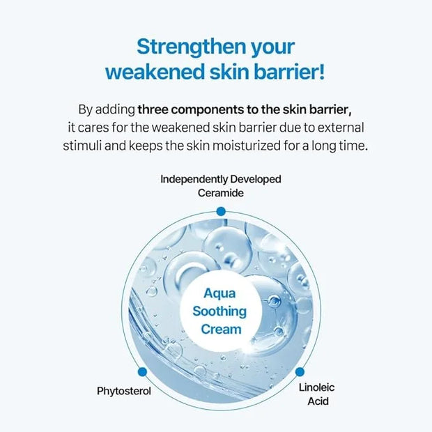 Real Barrier Aqua Soothing Cream 1.7 Fl.Oz. 50ml Hyaluronic Acid Facial Cream| Redness Relief Face Cream for Sensitive Ski...