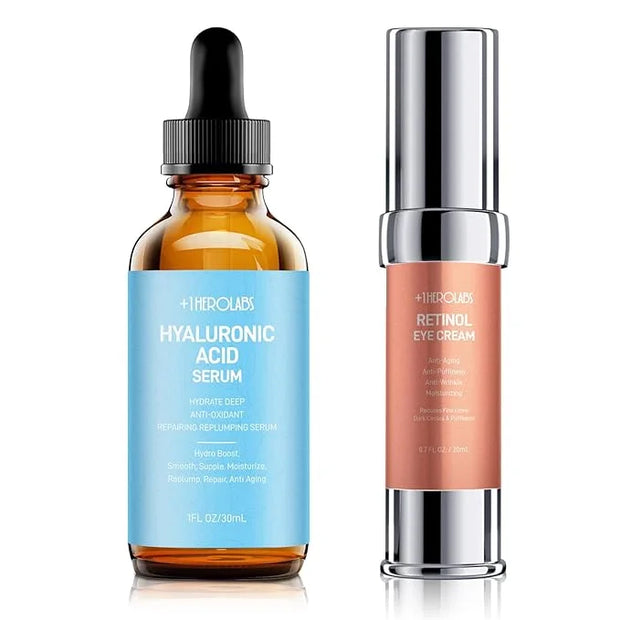 Retinol Eye Cream for Dark Circles and Puffiness, Hyaluronic Acid Serum for Face Anti Aging, Fine Lines, Dark Spots, & Dry...