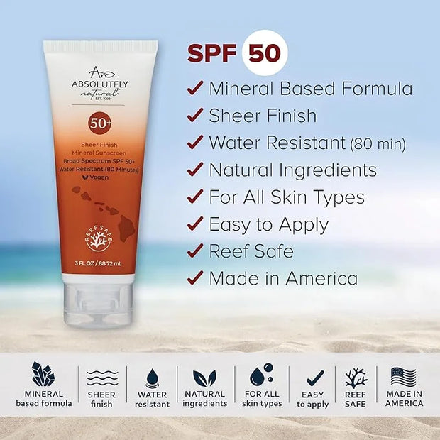 SPF 50+ Mineral Sunscreen Lotion - Anti-Aging Sunblock for Body & Face, Made with Rose Hips, Aloe, Zinc Oxide and Other Cr...