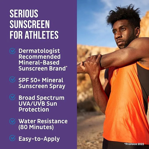 BLUE LIZARD Sport Mineral Sunscreen Spray SPF 50+, Dermatologist-Recommended Brand, Broad-Spectrum UVA/UVB Protection, Wat...