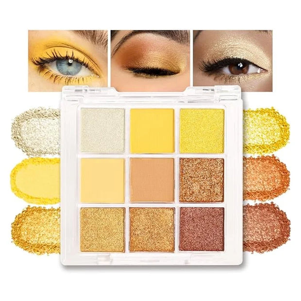 Gold Yellow Brown Smokey Goth Eyeshadow Palette Makeup,Highly Pigmented Natural Powder Eye Shadow Palette Long Lasting Nat...