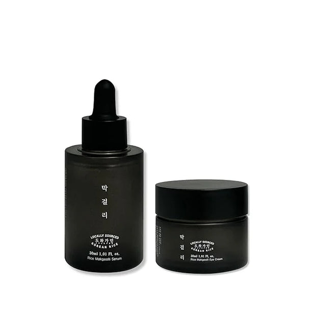 Makgeolli Glow Focus Duo – Korean Skincare Makgeolli Serum & Eye Cream Set with Fermented Rice Wine, Lightweight Texture f...