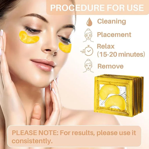 Gold Under Eye Patches - 30 Pairs Golden Glow Under Eye Patches for Dark Circles,Gold Moisturizing Eye Skin Mask for Women...