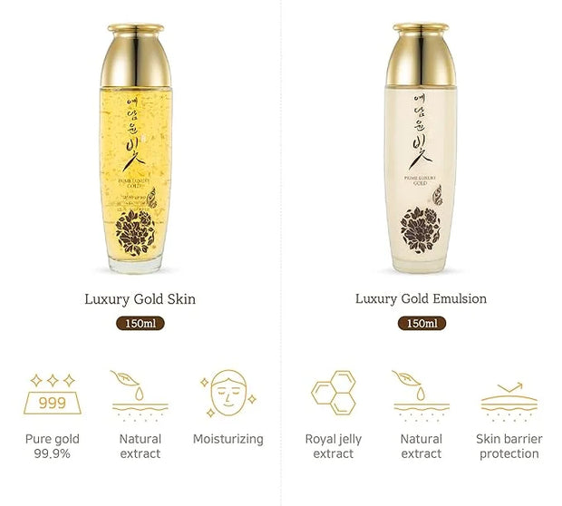 YEDAM YUN BIT Prime Luxury Gold Women Skin Care Set With Skin, Emulsion, Cream, Serum, Wrinkle Care Nourishing And Moistur...