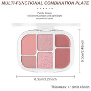 6-in-1 Cream & Powder Makeup Palette – Blush Highlighter & Eyeshadow, Matte & Shimmer Rose Nude Tones, Travel-Friendly Com...