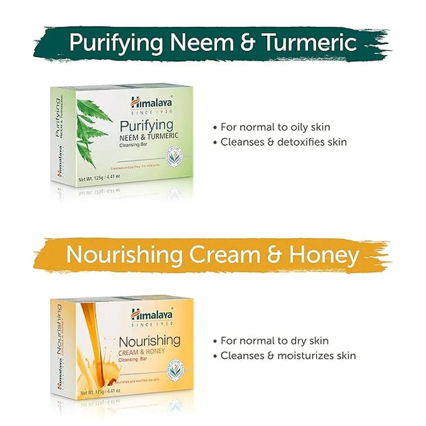 Himalaya Cleansing Bar Soaps Variety Pack, Neem & Turmeric, Almond, Cream & Honey and Cucumber, 4.41 oz, 12 Pack - Product...