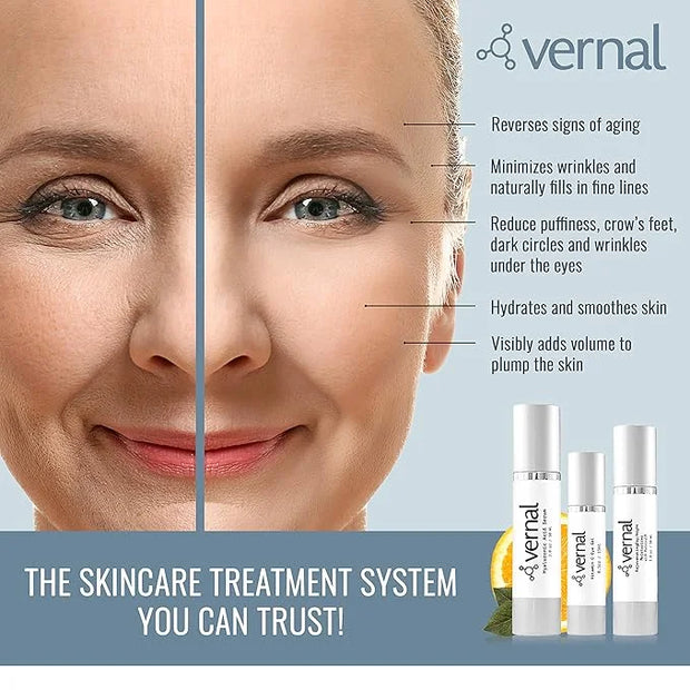Vernal Anti Wrinkle Eye Cream - Vitamin C and Hyaluronic Acid Infused Collagen Eye Cream, Dark Circle Depuffing Eye Bag Cr...