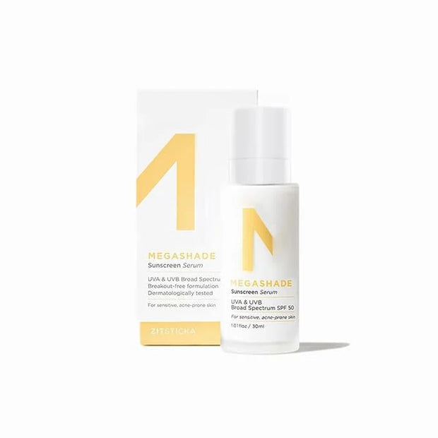 ZitSticka MEGASHADE Sunscreen Serum for Face w/SPF 50-30ml UVA/UVB Protection - Ideal Skin Care for Breakout Prone & Sensi...