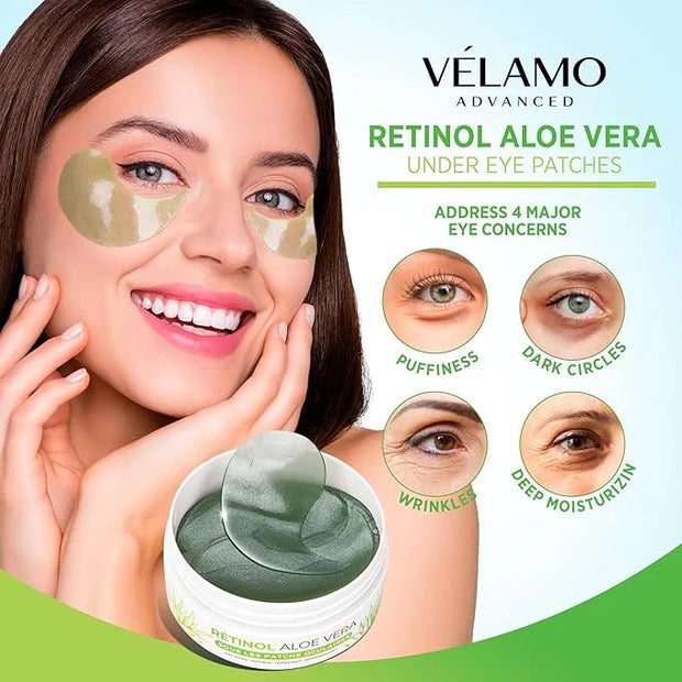 VELAMO ADVANCED Under Eye Patches: Aloe Vera Under Eye Mask for Dark Circles - Retinol Eye Patches for Wrinkles and Puffin...