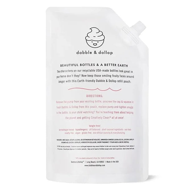 Dabble & Dollop Cherry Conditioner Refill - Detangler for Kids, All Natural Fragrances, Dermatologist Tested, Tear-Free, N...
