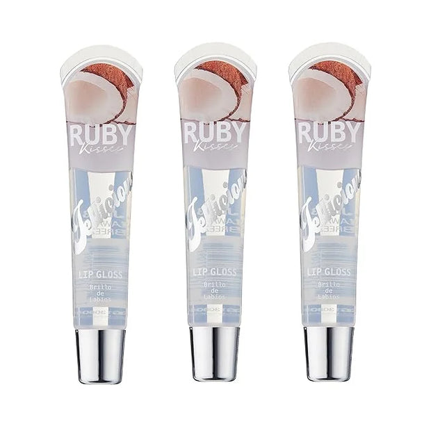 Ruby Kisses Jellicious Mouth Watering Lip Gloss Hawaiian Breeze Coconut JLG13 (3 PACKS) - Product Image