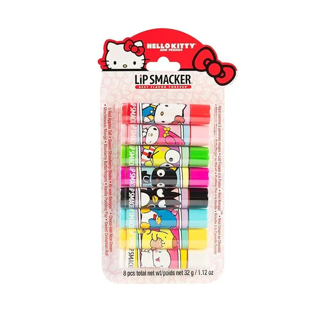 Lip Smacker Sanrio Hello Kitty and Friends 8-Piece Flavored Lip Balm, My Melody, Little Twin Stars, and Chococat, Hydratin...